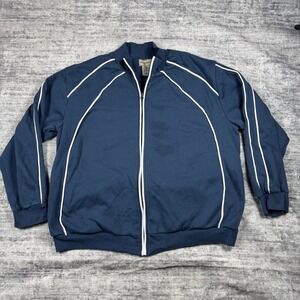 Vintage Scandia Woods TrackSuit Jacket Full Zip Striped  Retro Blue White Sz XL